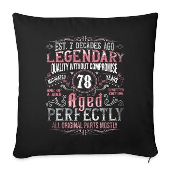 Vintage 78 Aged Perfectly Women on 78th Birthday - Sofa pillowcase 17,3'' x 17,3'' (45 x 45 cm) - black - Front
