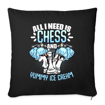 All I Need Is Fun Chessboard Game for a - Sofa pillowcase 17,3'' x 17,3'' (45 x 45 cm) - black - Front