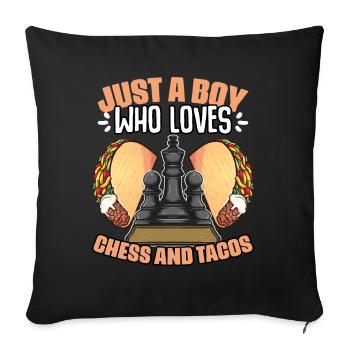 Just a boy who played funny chessboard games for - Sofa pillowcase 17,3'' x 17,3'' (45 x 45 cm) - black - Front