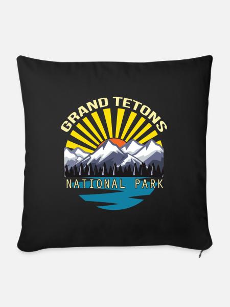 Gebirge Nationalpark Grand Teton Souvenir Wyoming - Sofakissenbezug 45 x 45 cm - Schwarz