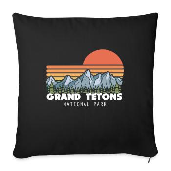 Parc national de Grand Teton Chaîne de montagnes souvenirs du Wyoming - Housse de coussin décorative 45 x 45 cm - noir - Devant