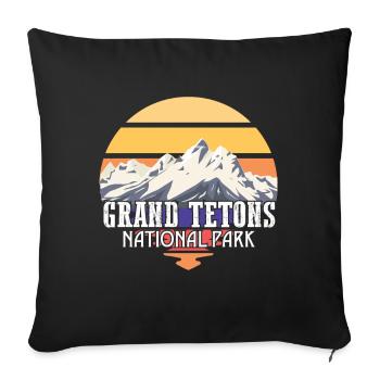 Grand Tetons Souvenir Mountains Parc national du Wyoming - Housse de coussin décorative 45 x 45 cm - noir - Devant