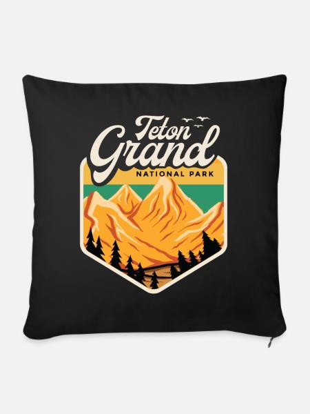 Grand-Teton National Park Wyoming Souvenir - Sofa pillowcase 17,3'' x 17,3'' (45 x 45 cm) - black