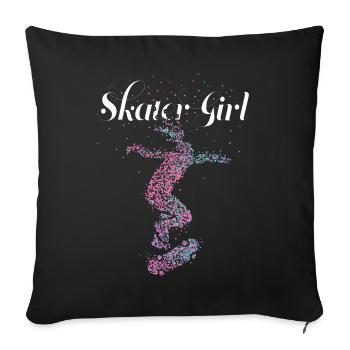 Skater Fille Skateboard Skateboard SkateboardEr Patinage - Housse de coussin décorative 45 x 45 cm - noir - Devant