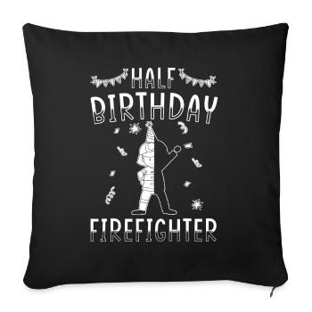 Demi-année 6 mois anniversaire pompier - Housse de coussin décorative 45 x 45 cm - noir - Devant