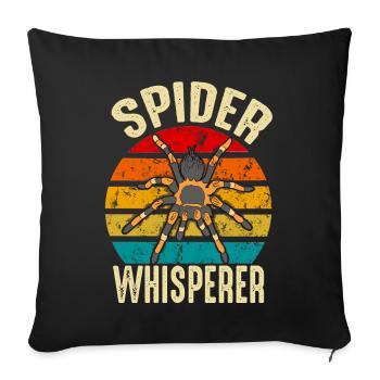 Lustige Spinnenflüsterin Tarantel Besitzer Retro - Sofakissenbezug 45 x 45 cm - Schwarz - Vorne