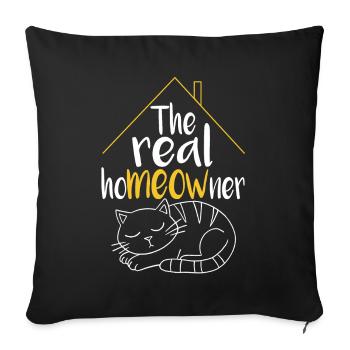 The real homeowner cat - Sofa pillowcase 17,3'' x 17,3'' (45 x 45 cm) - black - Front