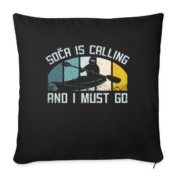 Kayak sur soca slovénie - Housse de coussin décorative 45 x 45 cm - noir - Devant