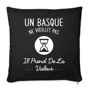 Un Basque Vieillit Pas Humour Cadeau Pays Basque - Housse de coussin décorative 45 x 45 cm - noir - Devant
