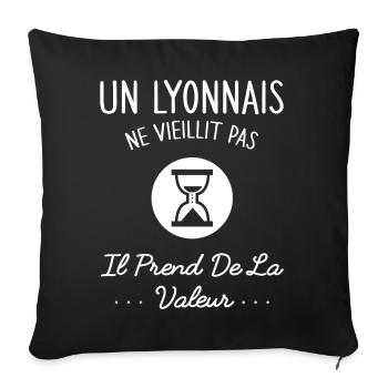 Un Lyonnais Ne Vieillit Pas Humour Cadeau Lyon - Housse de coussin décorative 45 x 45 cm - noir - Devant