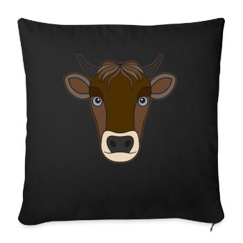 Landwirt Rind Tierkopf Motiv Aufdruck mit Stier - Sofakissenbezug 45 x 45 cm - Schwarz - Vorne