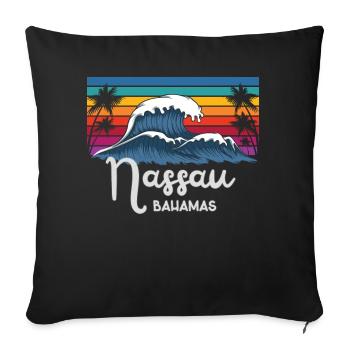 The Bahamas Nassau City Vintage Wave Art - Sofa pillowcase 17,3'' x 17,3'' (45 x 45 cm) - black - Front
