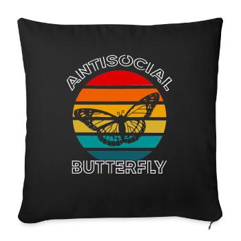 Antisocial Butterfly Retro Introvert Vintage - Sofa pillowcase 17,3'' x 17,3'' (45 x 45 cm) - black - Front