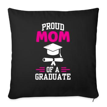 Fière mère d’un diplôme d’études supérieures - Housse de coussin décorative 45 x 45 cm - noir - Devant