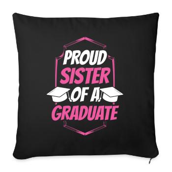 Fière sœur d’un diplômé diplômé - Housse de coussin décorative 45 x 45 cm - noir - Devant
