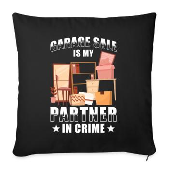 Garage sale slogan - Sofa pillowcase 17,3'' x 17,3'' (45 x 45 cm) - black - Front