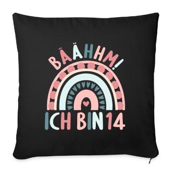 14 Jahre alt Rainbow Regenbogen 14. Geburtstag - Sofakissenbezug 45 x 45 cm - Schwarz - Vorne