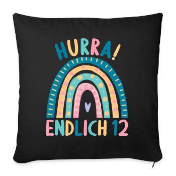 12 Jahre alt Rainbow Regenbogen 12. Geburtstag - Sofakissenbezug 45 x 45 cm - Schwarz - Vorne