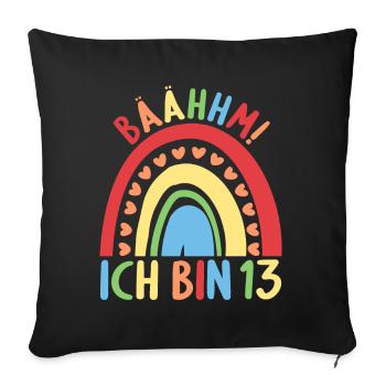 13 Jahre alt Rainbow Regenbogen 13. Geburtstag - Sofakissenbezug 45 x 45 cm - Schwarz - Vorne