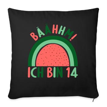 14 Jahre alt Rainbow Regenbogen 14. Geburtstag - Sofakissenbezug 45 x 45 cm - Schwarz - Vorne