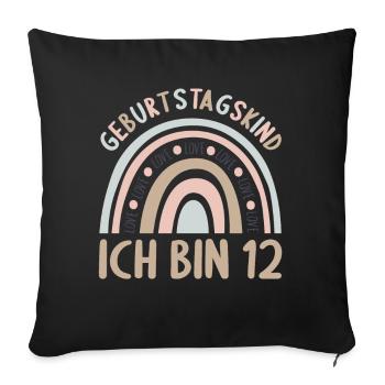 12 Jahre alt Rainbow Regenbogen 12. Geburtstag - Sofakissenbezug 45 x 45 cm - Schwarz - Vorne