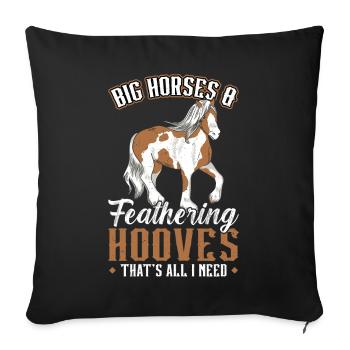 Grands chevaux et sabots élastiques - Clydesdale - Housse de coussin décorative 45 x 45 cm - noir - Devant