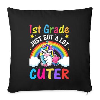 Bonjour Première année Rainbow Girls Boys Équipe d’enseignants - Housse de coussin décorative 45 x 45 cm - noir - Devant