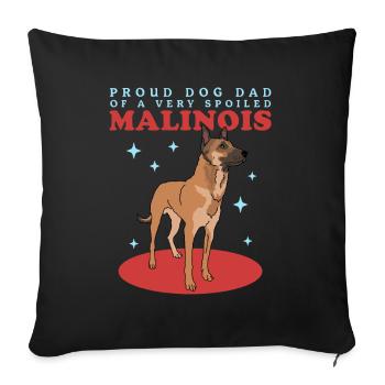 Belgian Shepherd Malinois Dad Gift - Sofa pillowcase 17,3'' x 17,3'' (45 x 45 cm) - black - Front