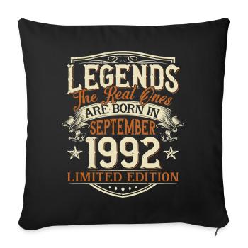 Septembre 1992 Anniversaire de naissance - Housse de coussin décorative 45 x 45 cm - noir - Devant