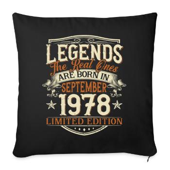 Septembre 1978 Anniversaire de naissance - Housse de coussin décorative 45 x 45 cm - noir - Devant