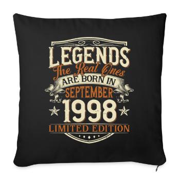 Septembre 1998 Anniversaire de naissance - Housse de coussin décorative 45 x 45 cm - noir - Devant