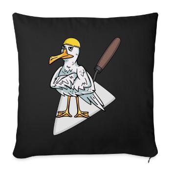Baustelle Handwerker Möwe Maurer Maurerkelle Bauen - Sofakissenbezug 45 x 45 cm - Schwarz - Vorne