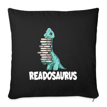 Readosaurus Dinosaurier Bücher Dino Lesen Langhals - Sofakissenbezug 45 x 45 cm - Schwarz - Vorne