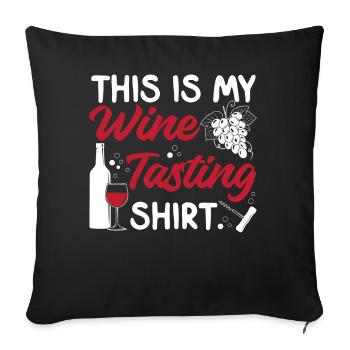 Dégustation de vin de sommelier - Housse de coussin décorative 45 x 45 cm - noir - Devant