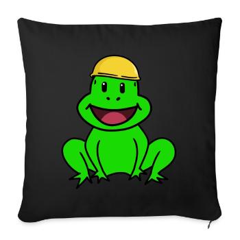 Artisans Chantiers de construction Grenouille Casque de sécurité Chef Crapaud - Housse de coussin décorative 45 x 45 cm - noir - Devant