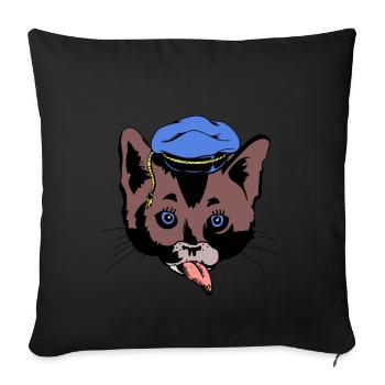 Cat's Head Sailor Sailor Ship Ahoi maritim - Sofa pillowcase 17,3'' x 17,3'' (45 x 45 cm) - black - Front