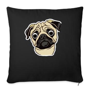 Surpris les amoureux des chiens carlins - Housse de coussin décorative 45 x 45 cm - noir - Devant