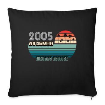 Vintage Anniversaire Anniversaire Rétro 2005 Limité - Housse de coussin décorative 45 x 45 cm - noir - Devant