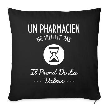 Un Pharmacien Ne Vieillit Pas Humour Idée Cadeau - Housse de coussin décorative 45 x 45 cm - noir - Devant