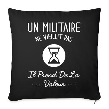 Un Militaire Ne Vieillit Pas Humour Idée Cadeau - Housse de coussin décorative 45 x 45 cm - noir - Devant