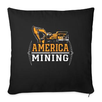 Camionneur minier Amérique Mine minière Camion de mine de charbon - Housse de coussin décorative 45 x 45 cm - noir - Devant