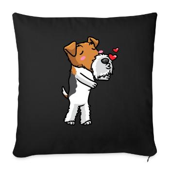 Foxterrier Drahthaar Hund Küsse Emoticon - Sofakissenbezug 45 x 45 cm - Schwarz - Vorne
