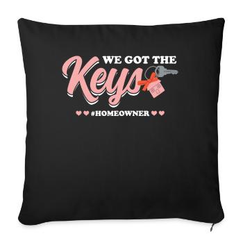 We have the keys - New homeowner - Sofa pillowcase 17,3'' x 17,3'' (45 x 45 cm) - black - Front