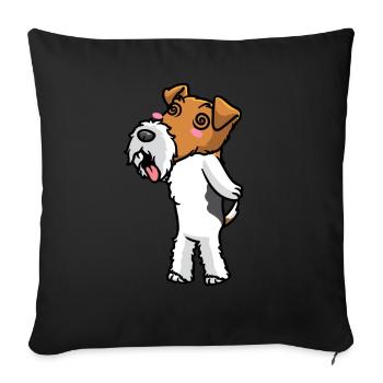 Foxterrier Drahthaar Hund Emoticon - Sofakissenbezug 45 x 45 cm - Schwarz - Vorne