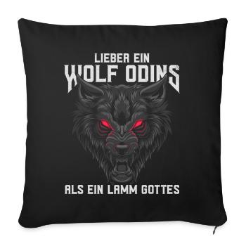 Lieber ein Wolf Odins als ein Lamm Gottes - Sofakissenbezug 45 x 45 cm - Schwarz - Vorne
