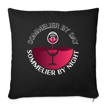 Dégustation de vin de sommelier - Housse de coussin décorative 45 x 45 cm - noir - Devant