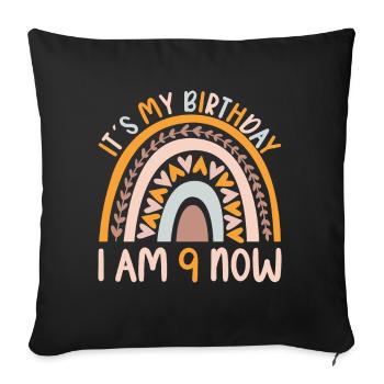 9 years old Rainbow Rainbow 9th birthday - Sofa pillowcase 17,3'' x 17,3'' (45 x 45 cm) - black - Front