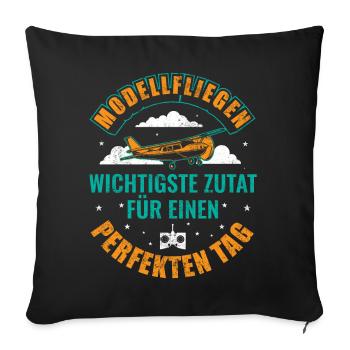 Modellfliegen - Sofakissenbezug 45 x 45 cm - Schwarz - Vorne