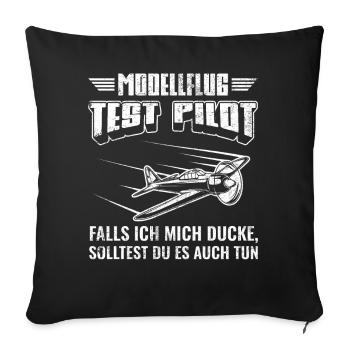 Modellflugzeug Flieger Flugzeug Pilot Modellflug - Sofakissenbezug 45 x 45 cm - Schwarz - Vorne