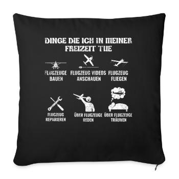 Modellflug | Modellbau Modellfliegen Flieger Pilot - Sofakissenbezug 45 x 45 cm - Schwarz - Vorne